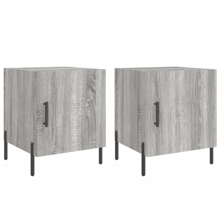 Nachtkastjes 2 st 40x40x50 cm bewerkt hout grijs sonoma eiken MeubelReus