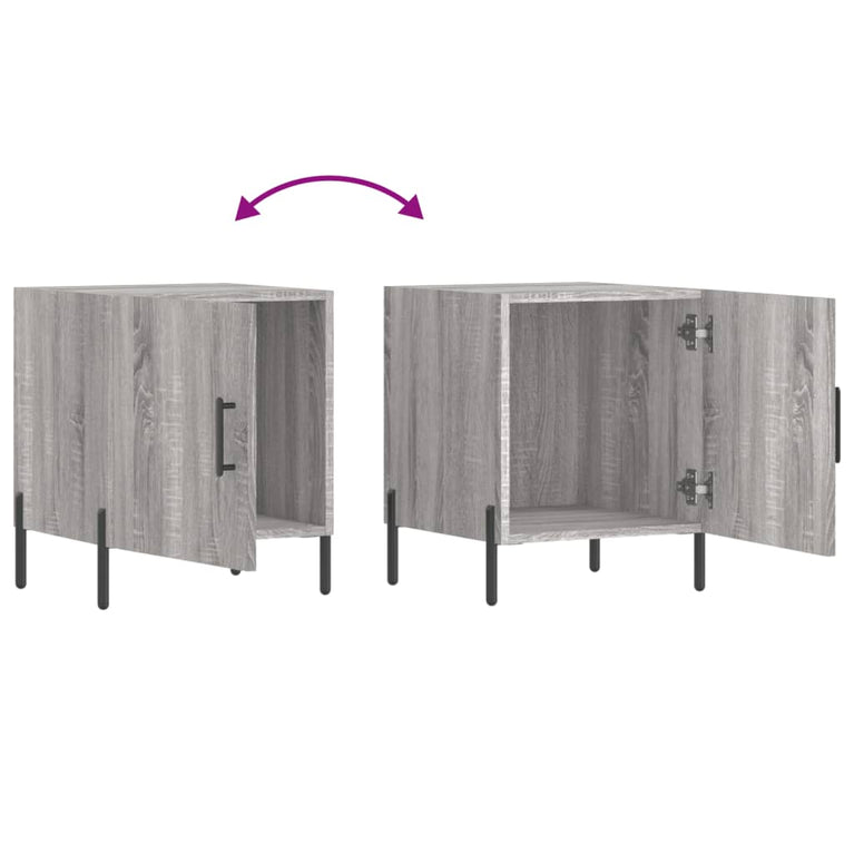 Nachtkastjes 2 st 40x40x50 cm bewerkt hout grijs sonoma eiken MeubelReus