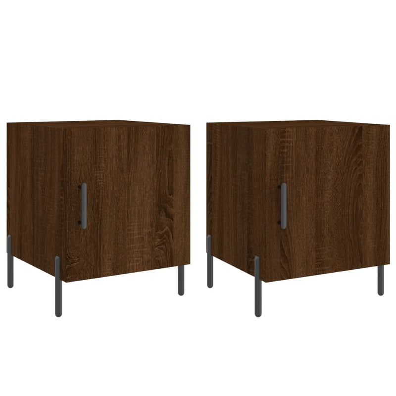 Nachtkastjes 2 st 40x40x50 cm bewerkt hout bruin eikenkleur MeubelReus