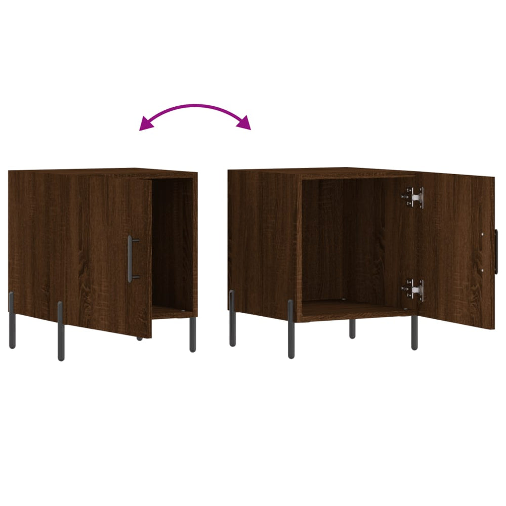 Nachtkastjes 2 st 40x40x50 cm bewerkt hout bruin eikenkleur MeubelReus