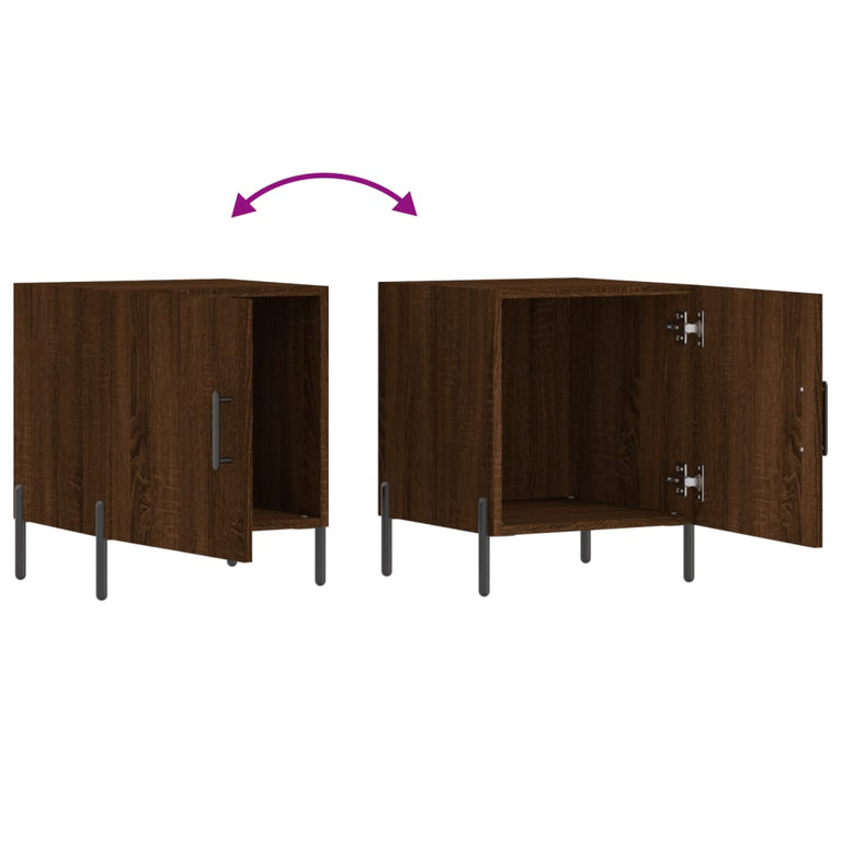 Nachtkastjes 2 st 40x40x50 cm bewerkt hout bruin eikenkleur MeubelReus