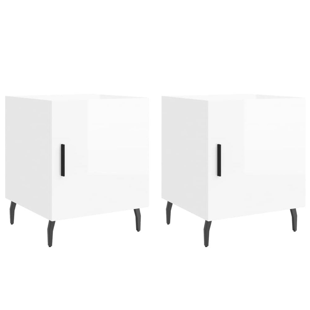 Nachtkastjes 2 st 40x40x50 cm bewerkt hout hoogglans wit MeubelReus