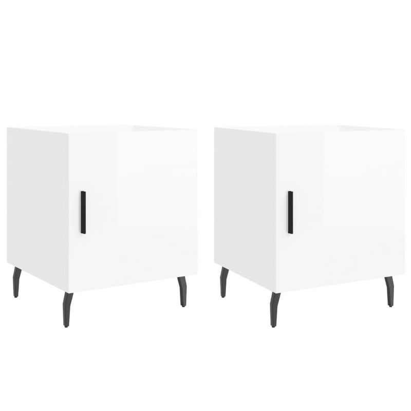 Nachtkastjes 2 st 40x40x50 cm bewerkt hout hoogglans wit MeubelReus