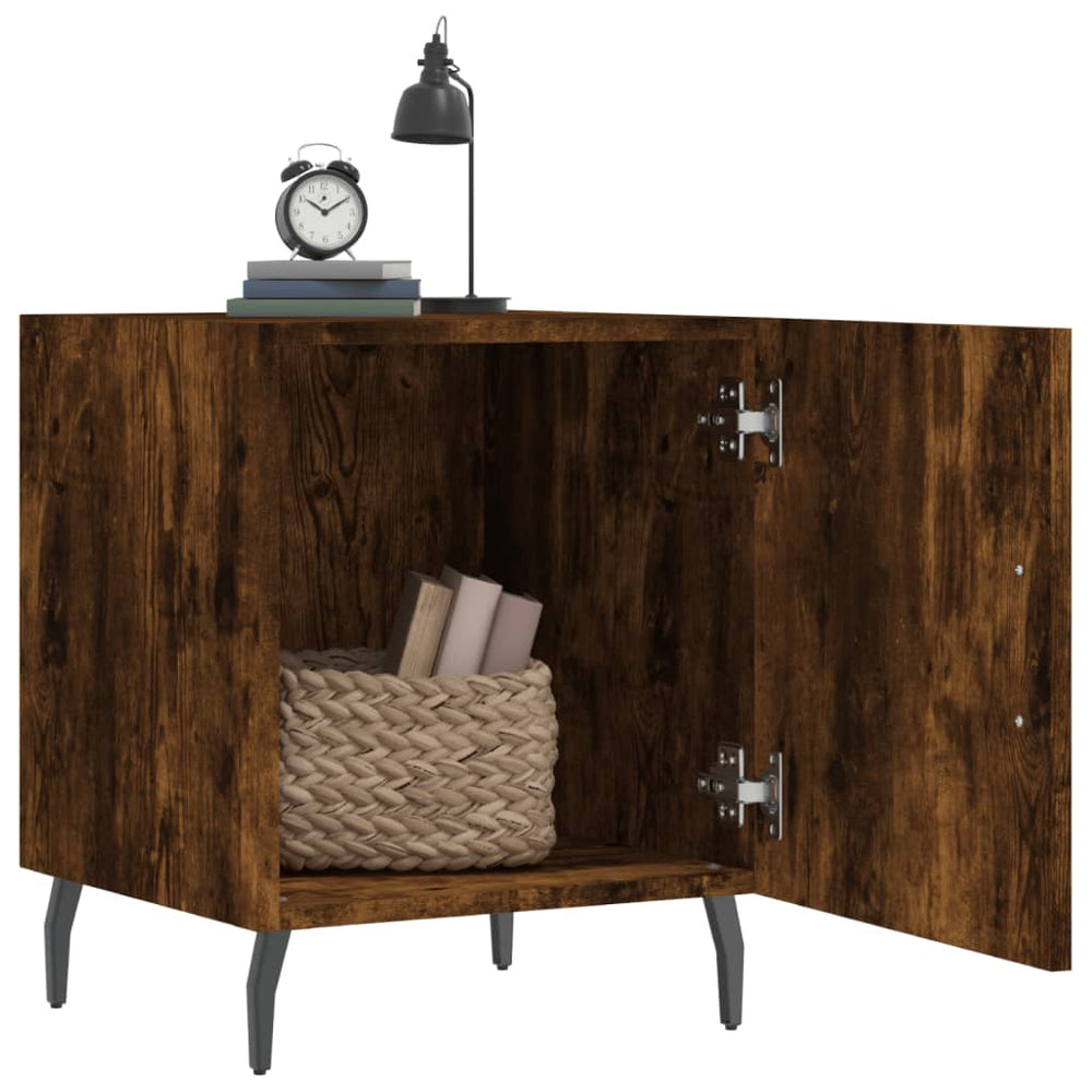 Nachtkastje 40x40x50 cm bewerkt hout gerookt eikenkleurig MeubelReus