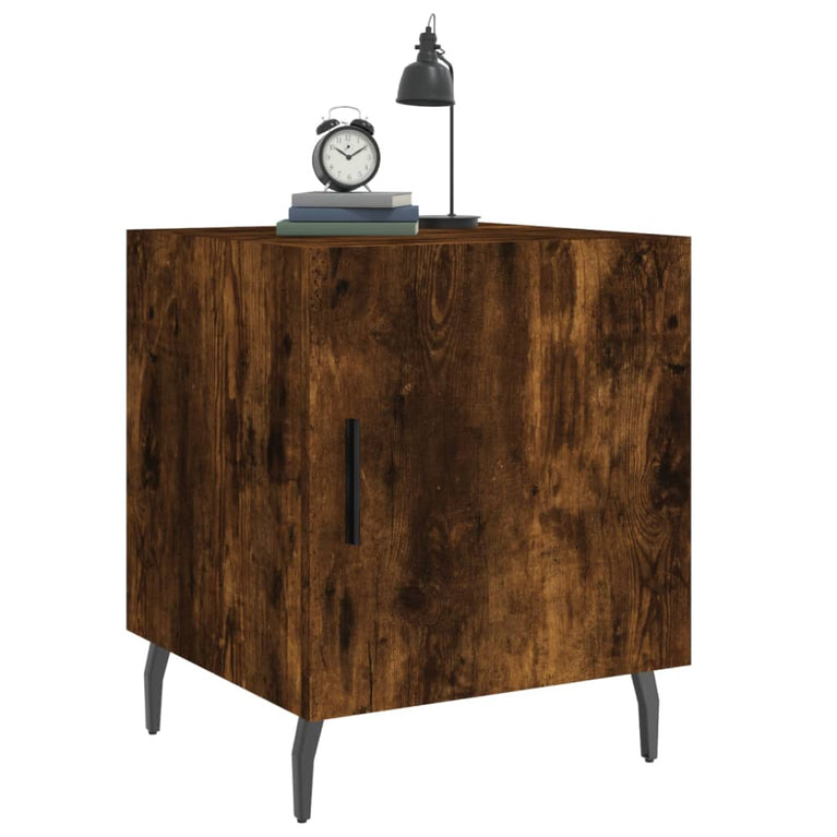 Nachtkastje 40x40x50 cm bewerkt hout gerookt eikenkleurig MeubelReus