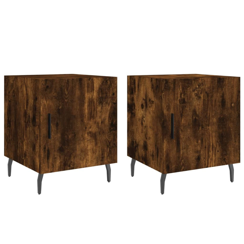 Nachtkastjes 2 st 40x40x50 cm bewerkt hout gerookt eikenkleurig MeubelReus