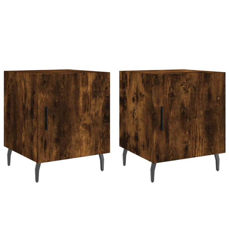 Nachtkastjes 2 st 40x40x50 cm bewerkt hout gerookt eikenkleurig MeubelReus