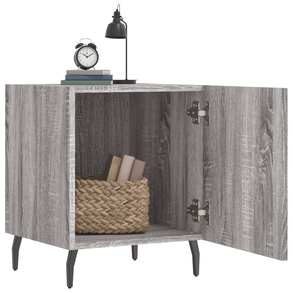Nachtkastje 40x40x50 cm bewerkt hout grijs sonoma eikenkleurig MeubelReus