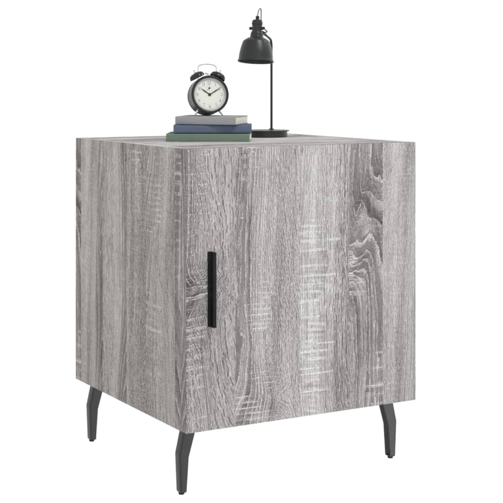 Nachtkastje 40x40x50 cm bewerkt hout grijs sonoma eikenkleurig MeubelReus