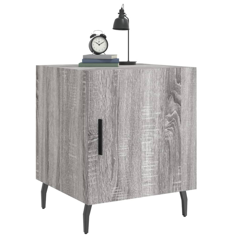 Nachtkastje 40x40x50 cm bewerkt hout grijs sonoma eikenkleurig MeubelReus