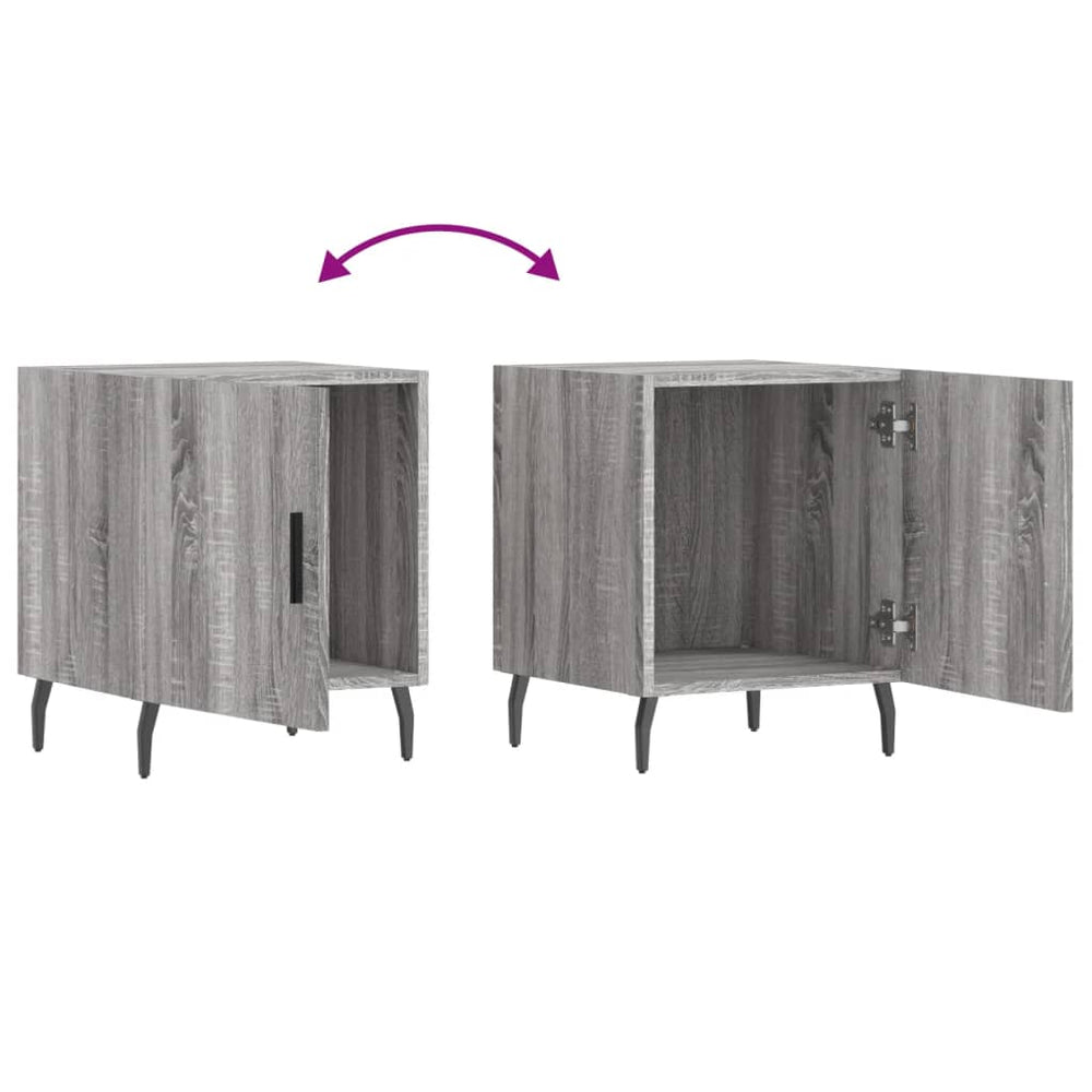 Nachtkastje 40x40x50 cm bewerkt hout grijs sonoma eikenkleurig MeubelReus