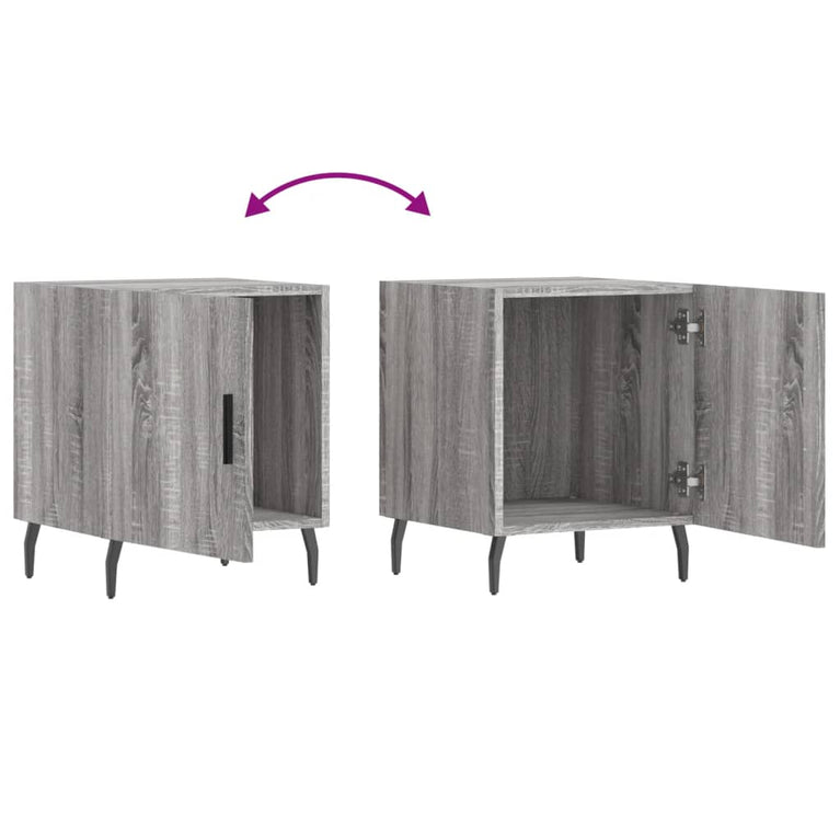 Nachtkastje 40x40x50 cm bewerkt hout grijs sonoma eikenkleurig MeubelReus