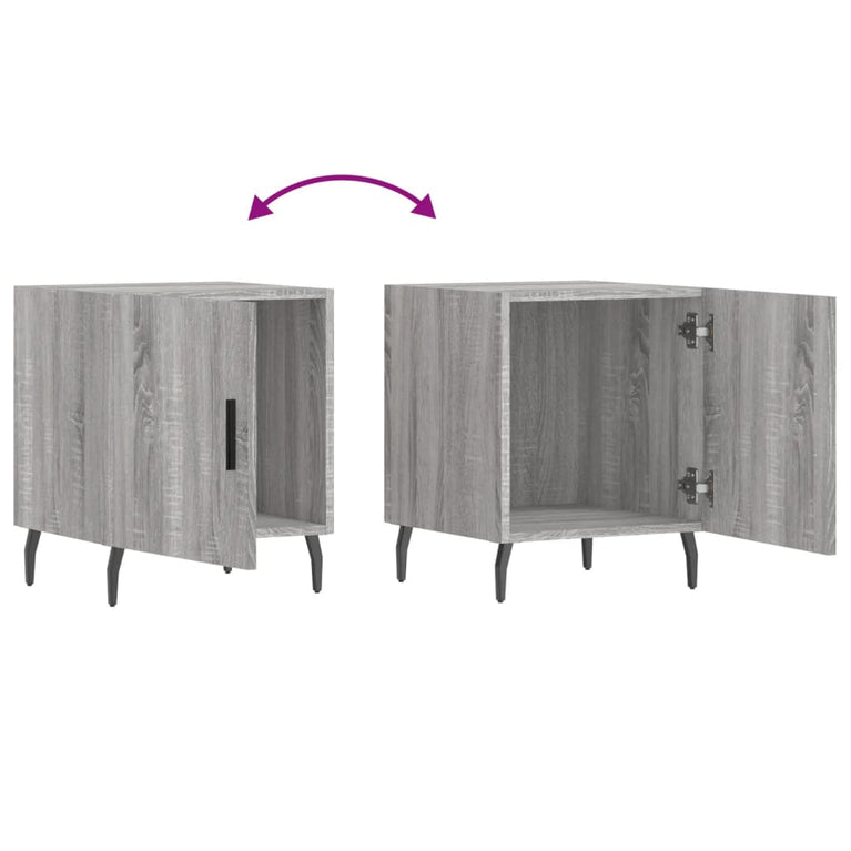 Nachtkastjes 2 st 40x40x50 cm bewerkt hout grijs sonoma eiken MeubelReus