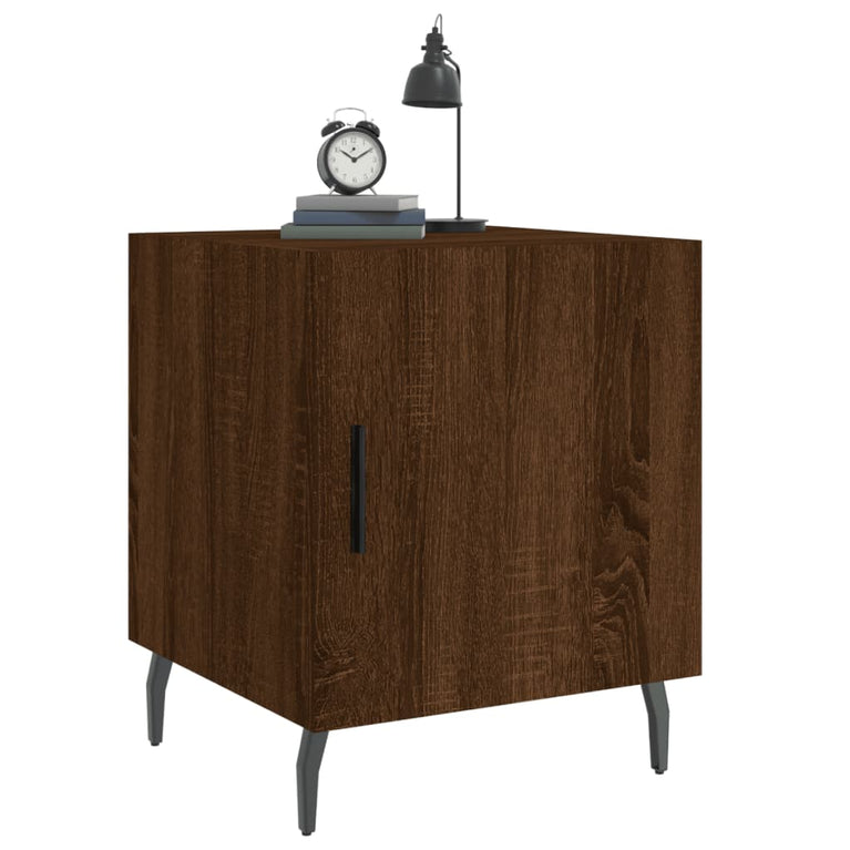 Nachtkastje 40x40x50 cm bewerkt hout bruin eikenkleur MeubelReus