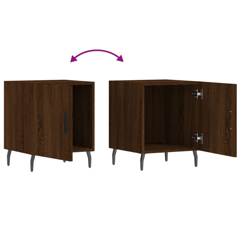Nachtkastje 40x40x50 cm bewerkt hout bruin eikenkleur MeubelReus
