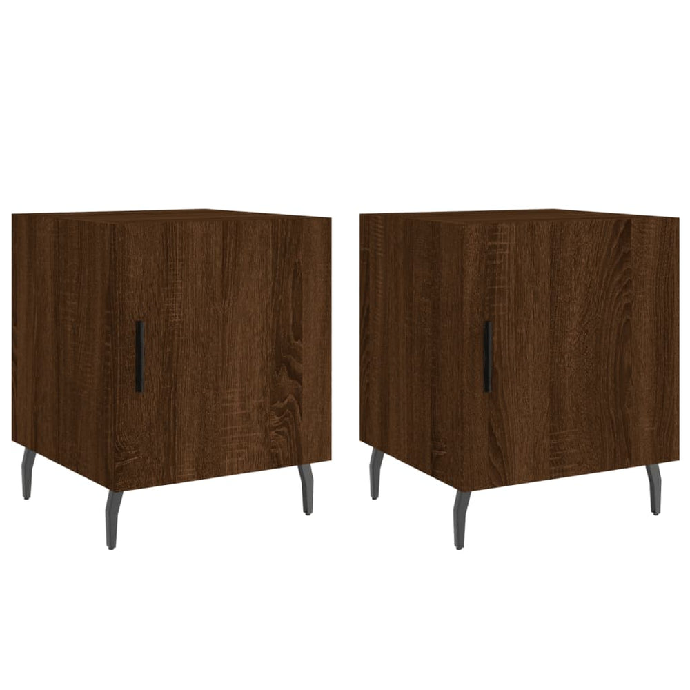 Nachtkastjes 2 st 40x40x50 cm bewerkt hout bruin eikenkleur MeubelReus