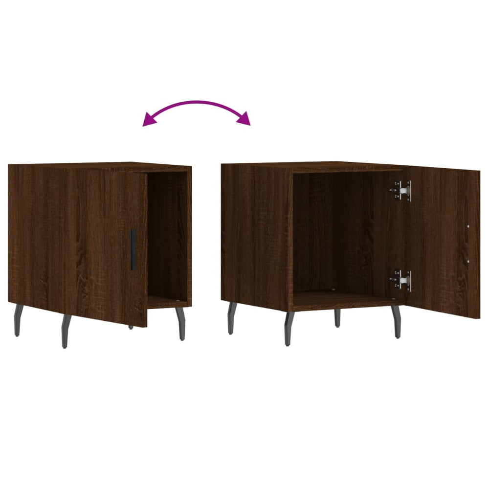 Nachtkastjes 2 st 40x40x50 cm bewerkt hout bruin eikenkleur MeubelReus
