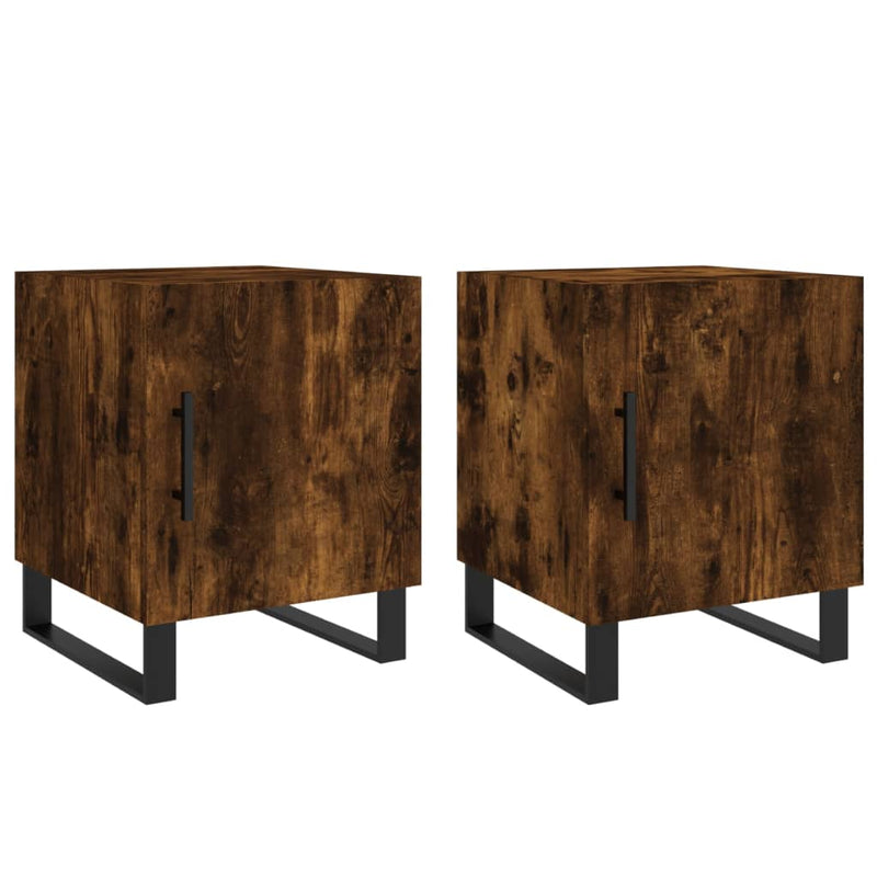 Nachtkastjes 2 st 40x40x50 cm bewerkt hout gerookt eikenkleurig MeubelReus