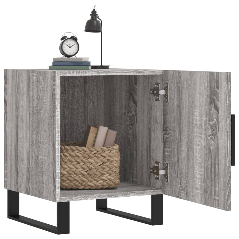 Nachtkastje 40x40x50 cm bewerkt hout grijs sonoma eikenkleurig MeubelReus