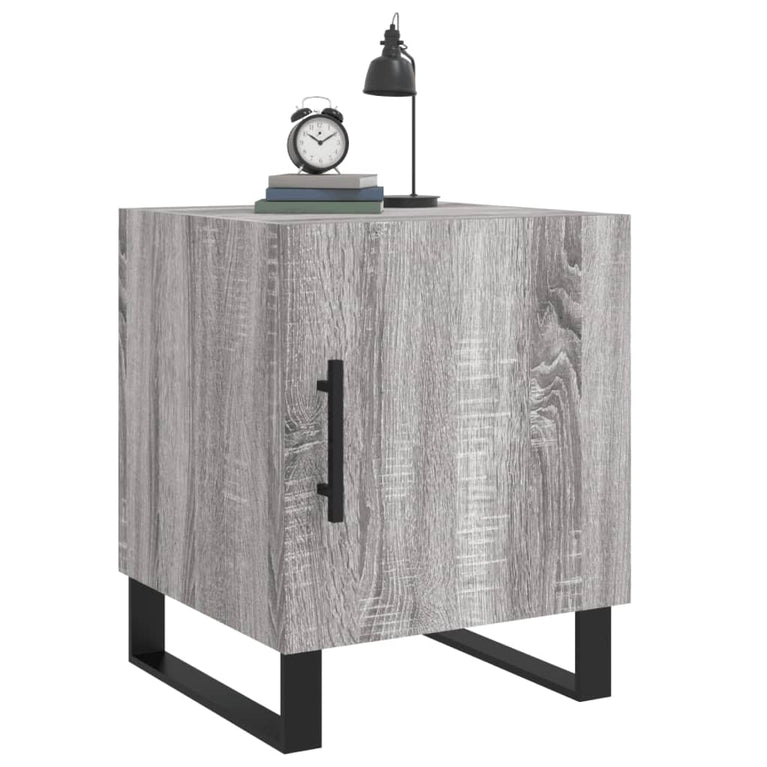 Nachtkastje 40x40x50 cm bewerkt hout grijs sonoma eikenkleurig MeubelReus