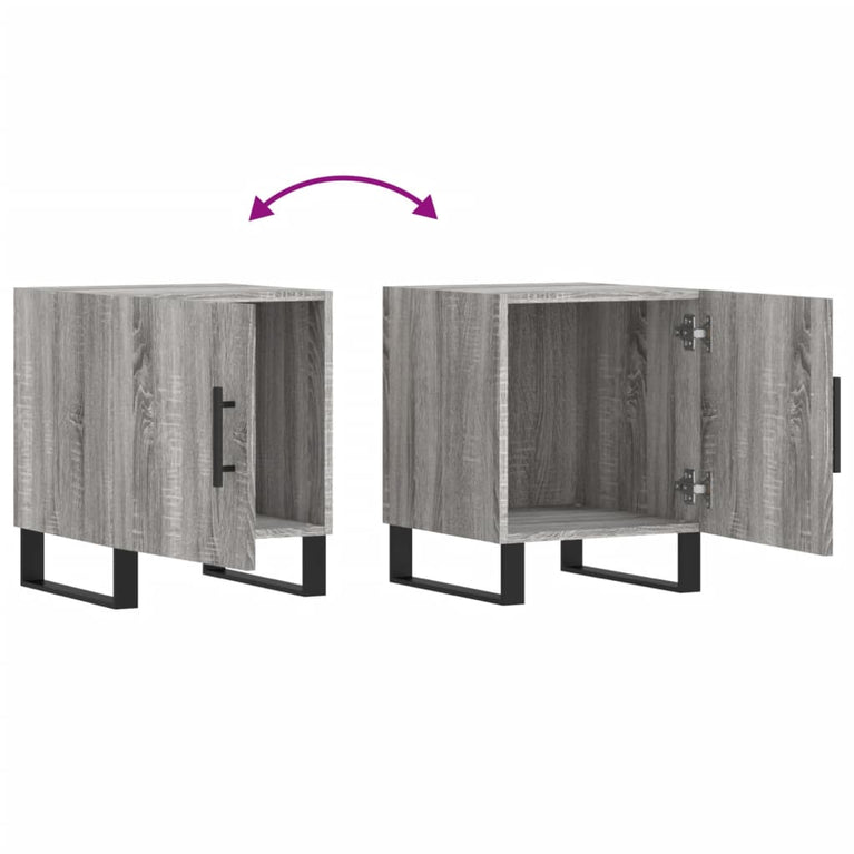 Nachtkastje 40x40x50 cm bewerkt hout grijs sonoma eikenkleurig MeubelReus