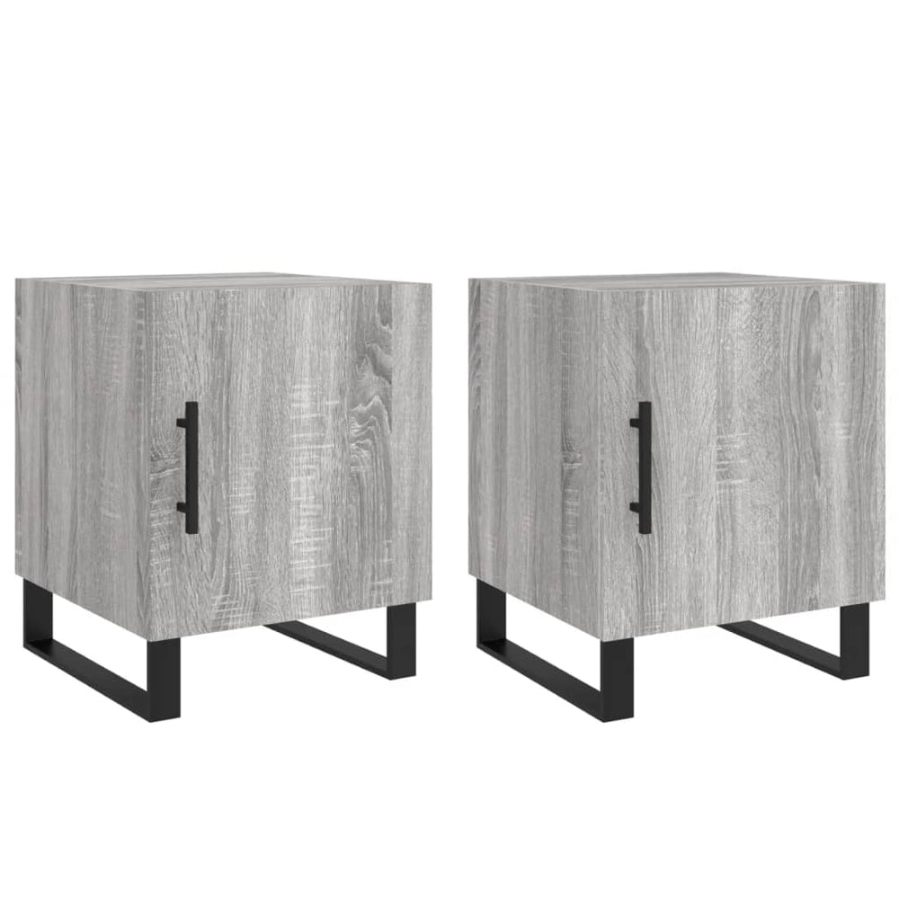 Nachtkastjes 2 st 40x40x50 cm bewerkt hout grijs sonoma eiken MeubelReus