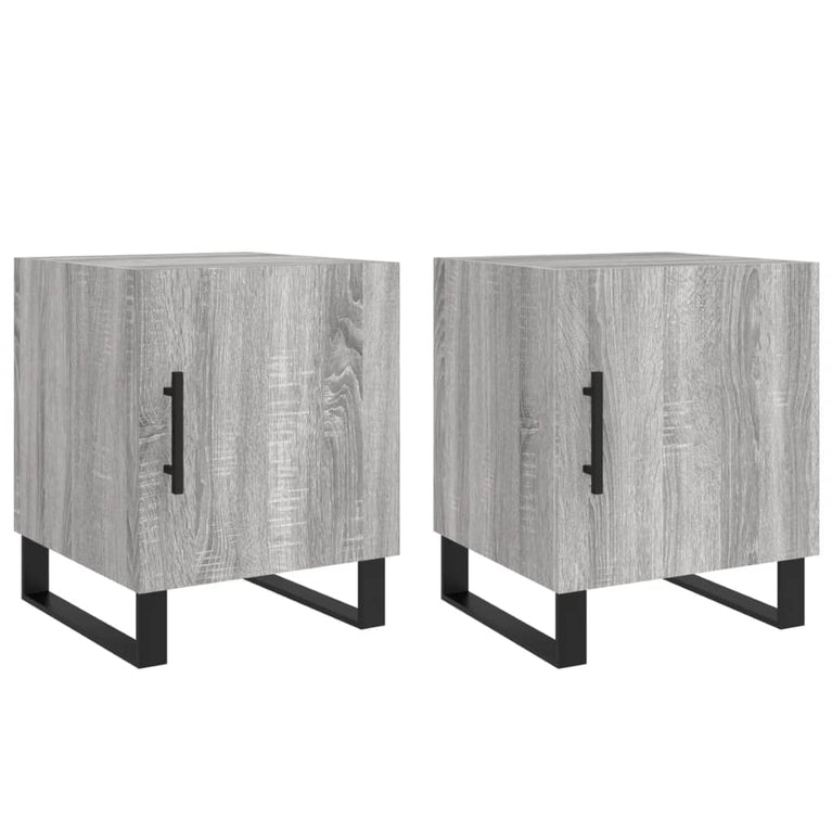 Nachtkastjes 2 st 40x40x50 cm bewerkt hout grijs sonoma eiken MeubelReus
