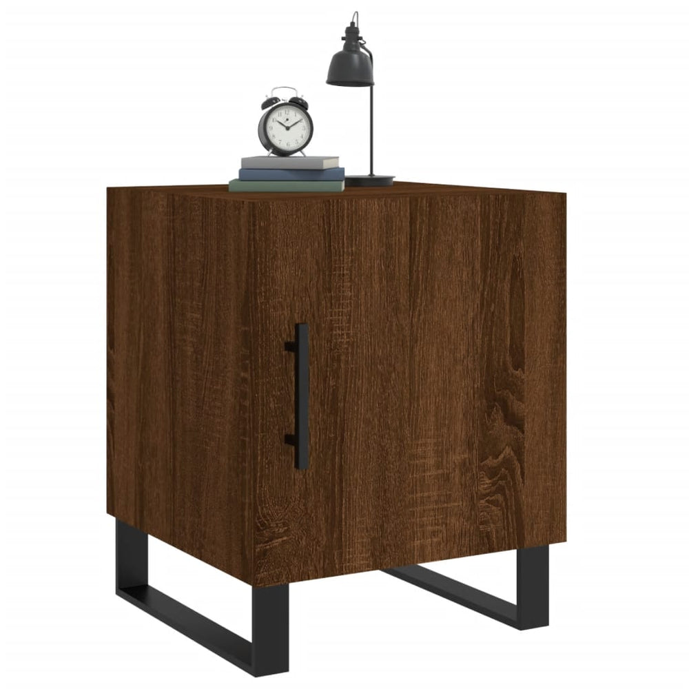 Nachtkastje 40x40x50 cm bewerkt hout bruin eikenkleur MeubelReus