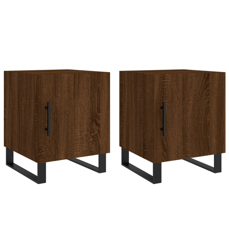 Nachtkastjes 2 st 40x40x50 cm bewerkt hout bruin eikenkleur MeubelReus