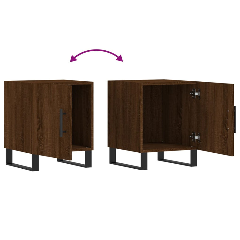 Nachtkastjes 2 st 40x40x50 cm bewerkt hout bruin eikenkleur MeubelReus