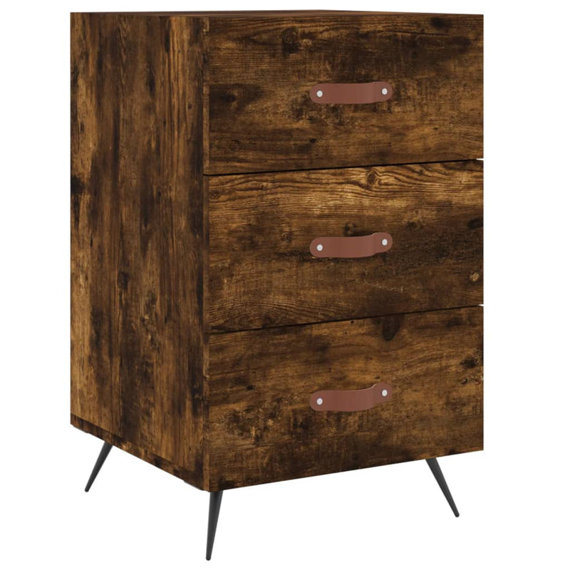Nachtkastje 40x40x66 cm bewerkt hout gerookt eikenkleurig MeubelReus