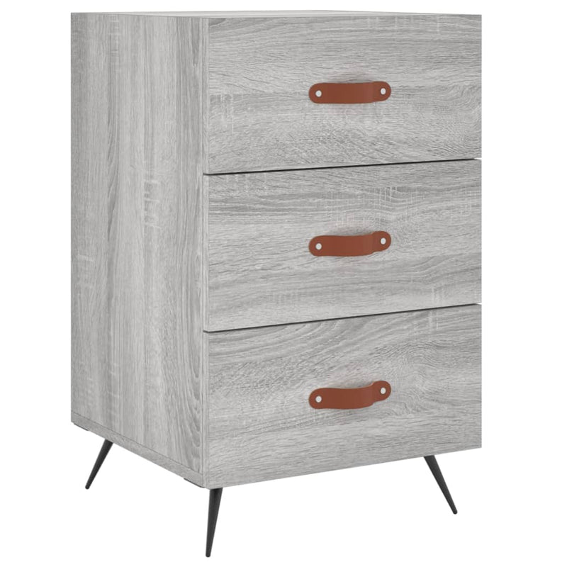 Nachtkastje 40x40x66 cm bewerkt hout grijs sonoma eikenkleurig MeubelReus
