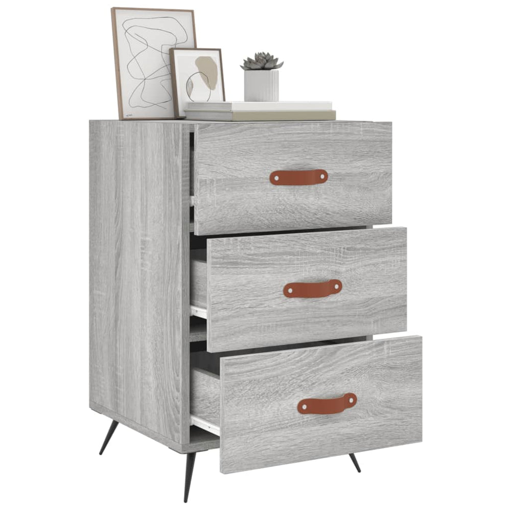 Nachtkastje 40x40x66 cm bewerkt hout grijs sonoma eikenkleurig MeubelReus