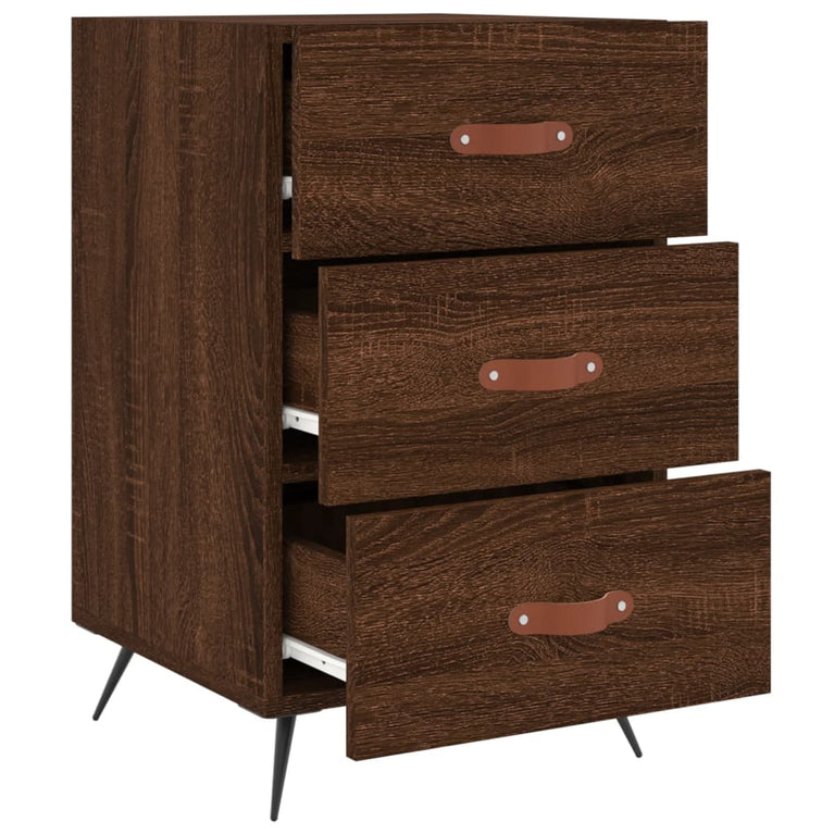 Nachtkastje 40x40x66 cm bewerkt hout bruin eikenkleur MeubelReus