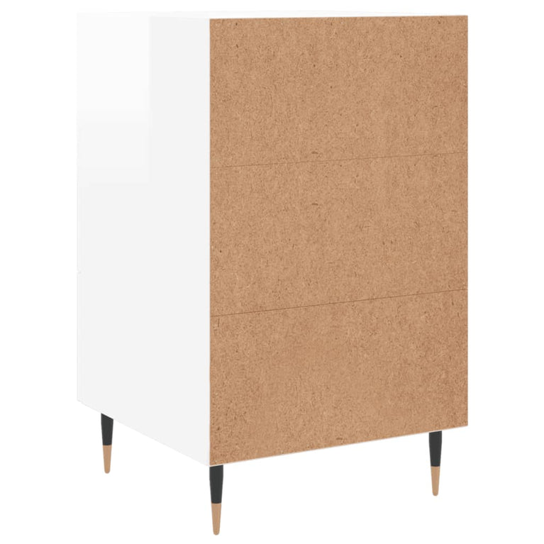 Nachtkastje 40x40x66 cm bewerkt hout hoogglans wit MeubelReus