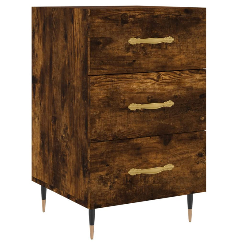 Nachtkastje 40x40x66 cm bewerkt hout gerookt eikenkleurig MeubelReus