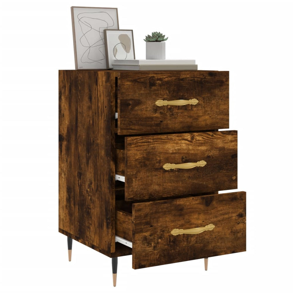 Nachtkastje 40x40x66 cm bewerkt hout gerookt eikenkleurig MeubelReus