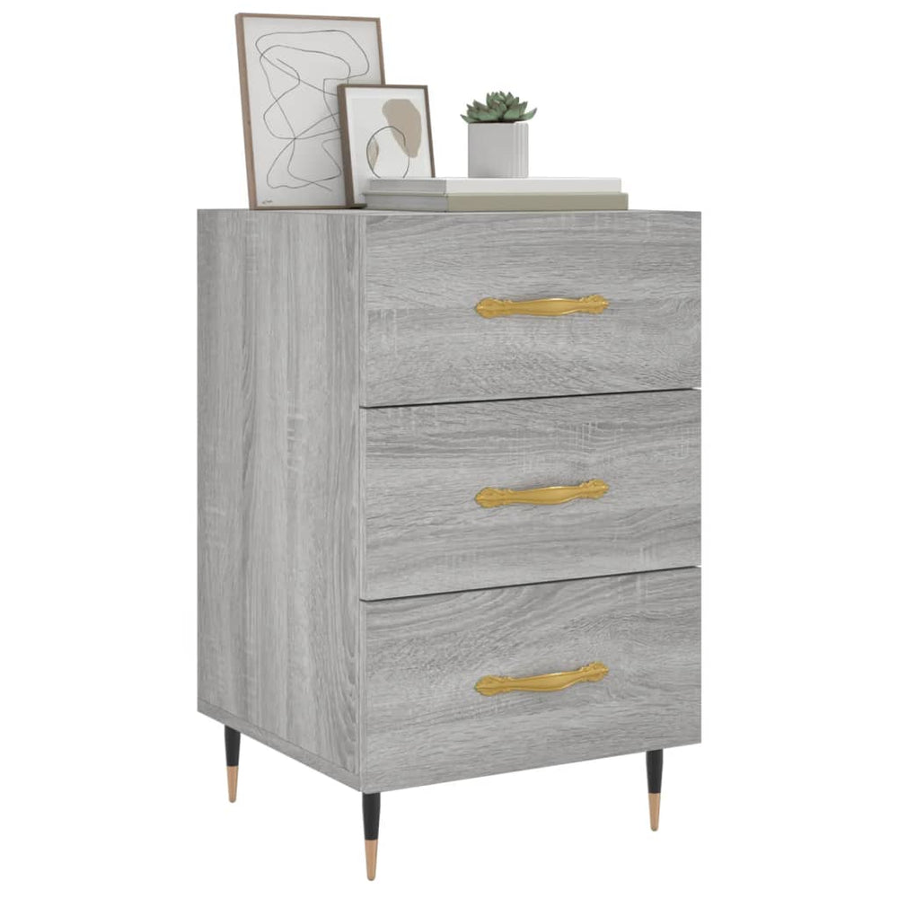 Nachtkastje 40x40x66 cm bewerkt hout grijs sonoma eikenkleurig MeubelReus