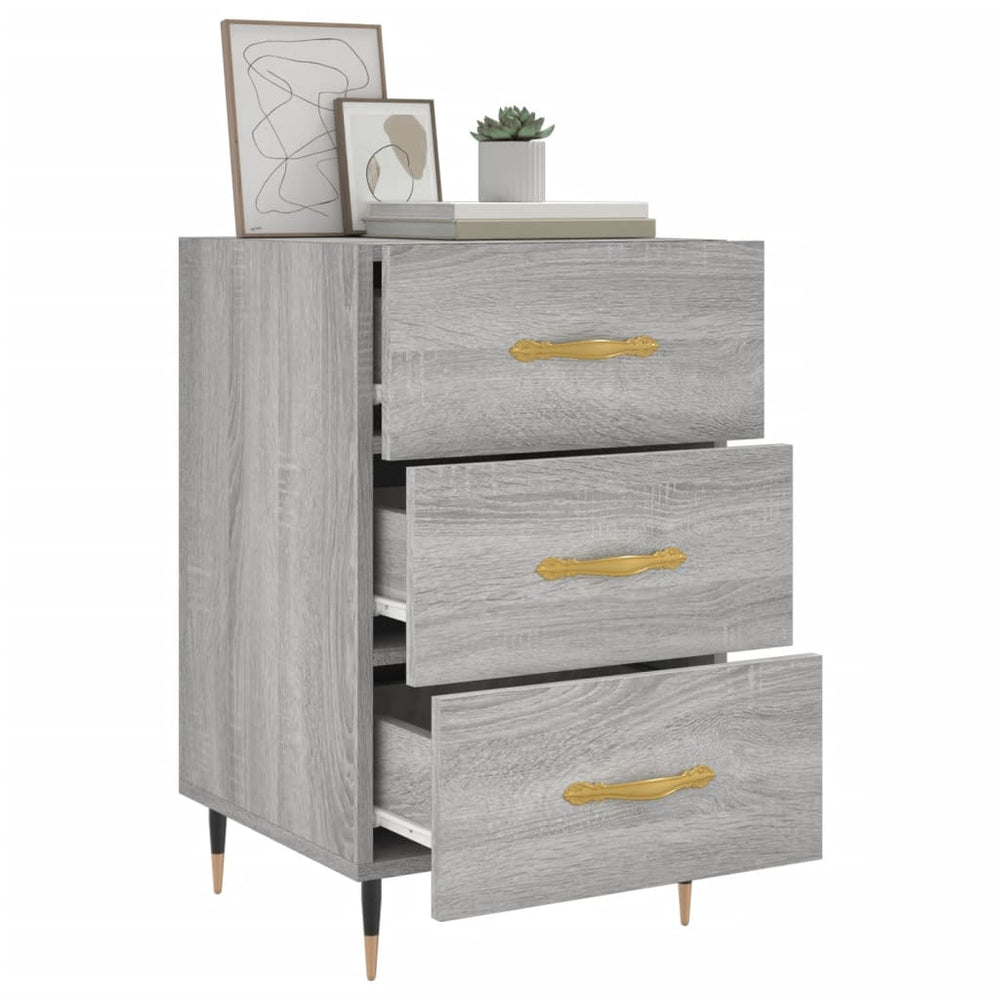 Nachtkastje 40x40x66 cm bewerkt hout grijs sonoma eikenkleurig MeubelReus