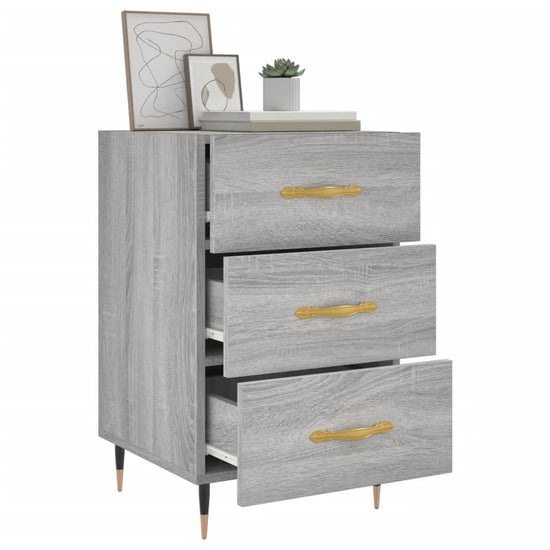 Nachtkastje 40x40x66 cm bewerkt hout grijs sonoma eikenkleurig MeubelReus