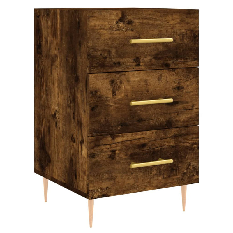 Nachtkastje 40x40x66 cm bewerkt hout gerookt eikenkleurig MeubelReus
