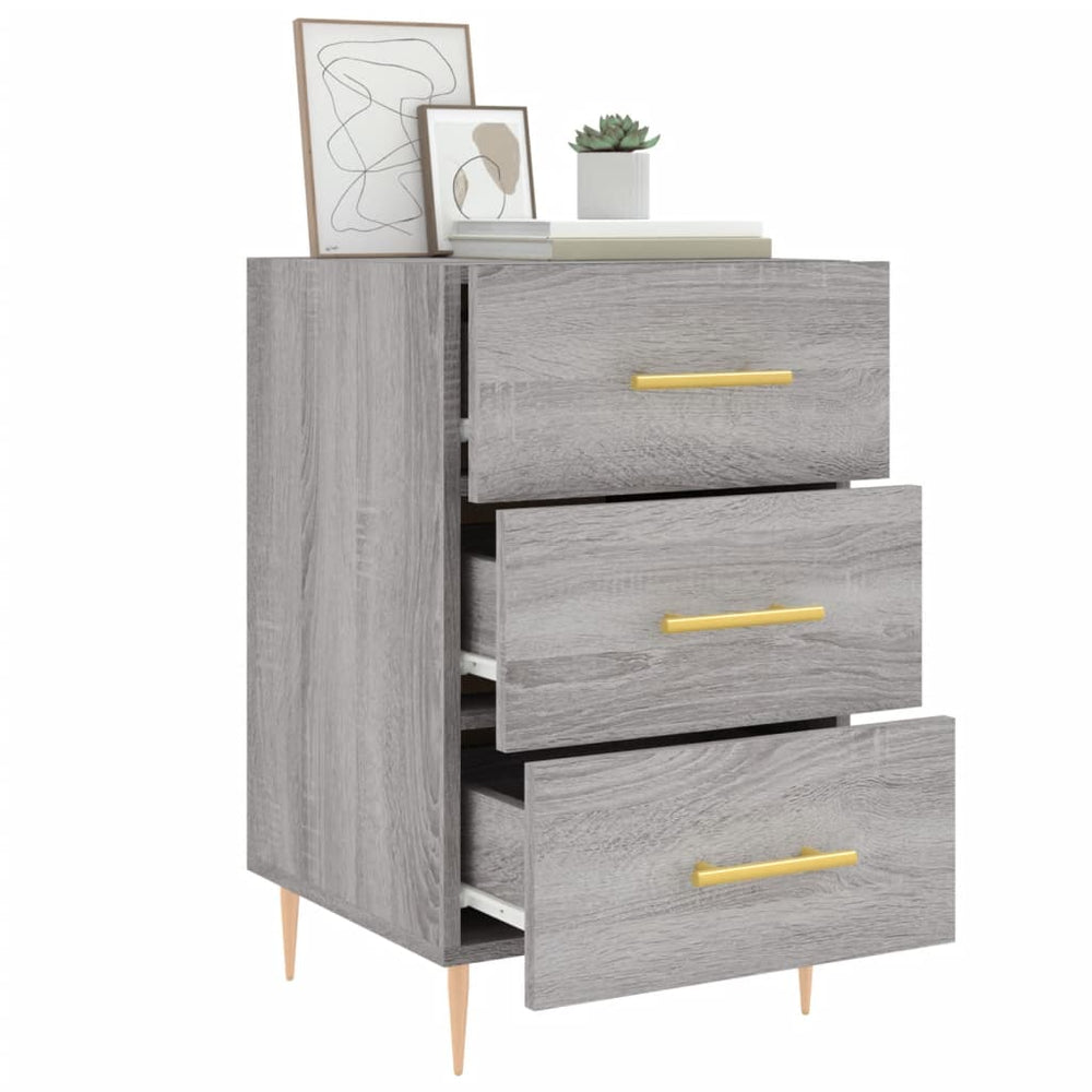 Nachtkastje 40x40x66 cm bewerkt hout grijs sonoma eikenkleurig MeubelReus