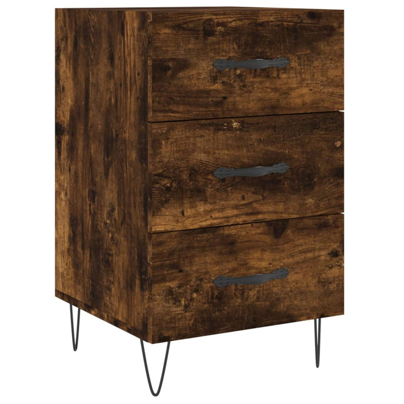 Nachtkastje 40x40x66 cm bewerkt hout gerookt eikenkleurig MeubelReus