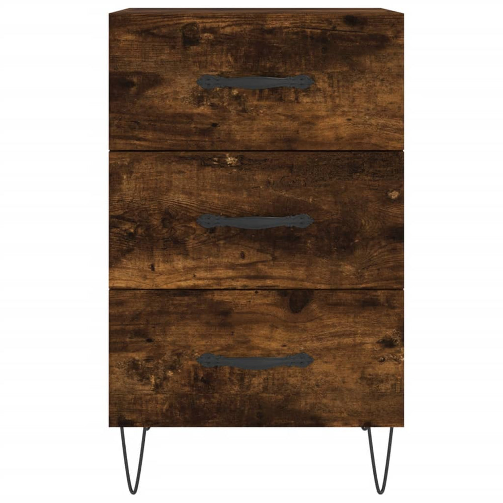 Nachtkastje 40x40x66 cm bewerkt hout gerookt eikenkleurig MeubelReus