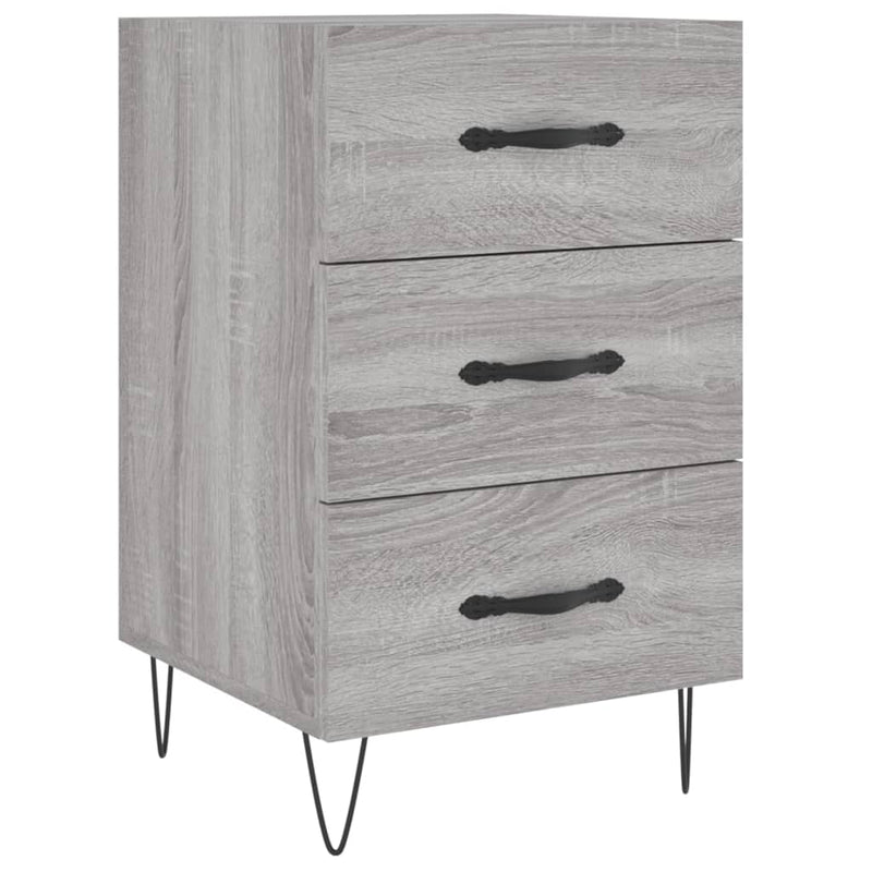 Nachtkastje 40x40x66 cm bewerkt hout grijs sonoma eikenkleurig MeubelReus