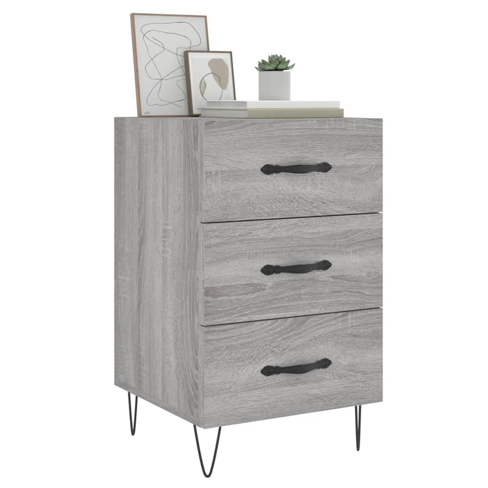 Nachtkastje 40x40x66 cm bewerkt hout grijs sonoma eikenkleurig MeubelReus