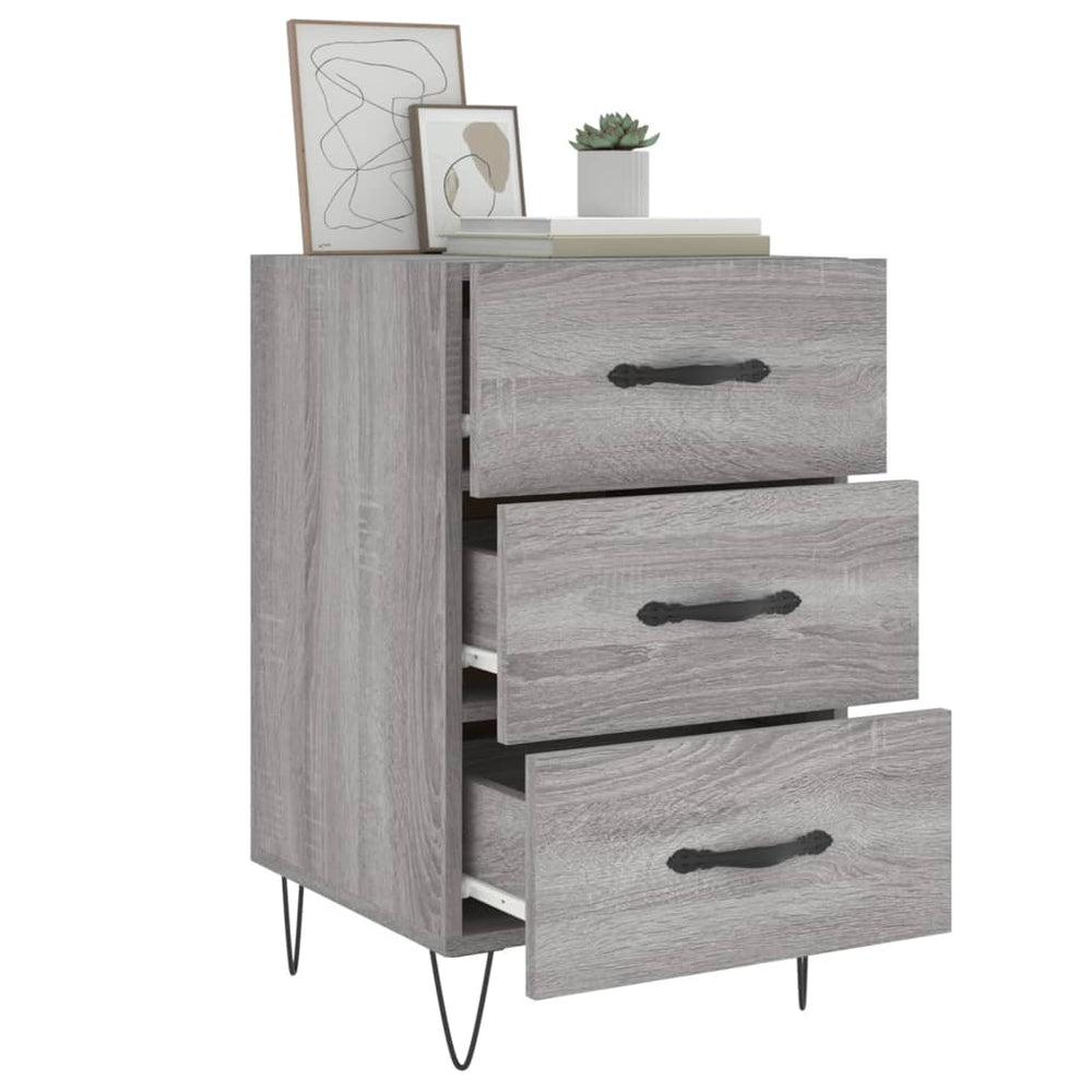 Nachtkastje 40x40x66 cm bewerkt hout grijs sonoma eikenkleurig MeubelReus