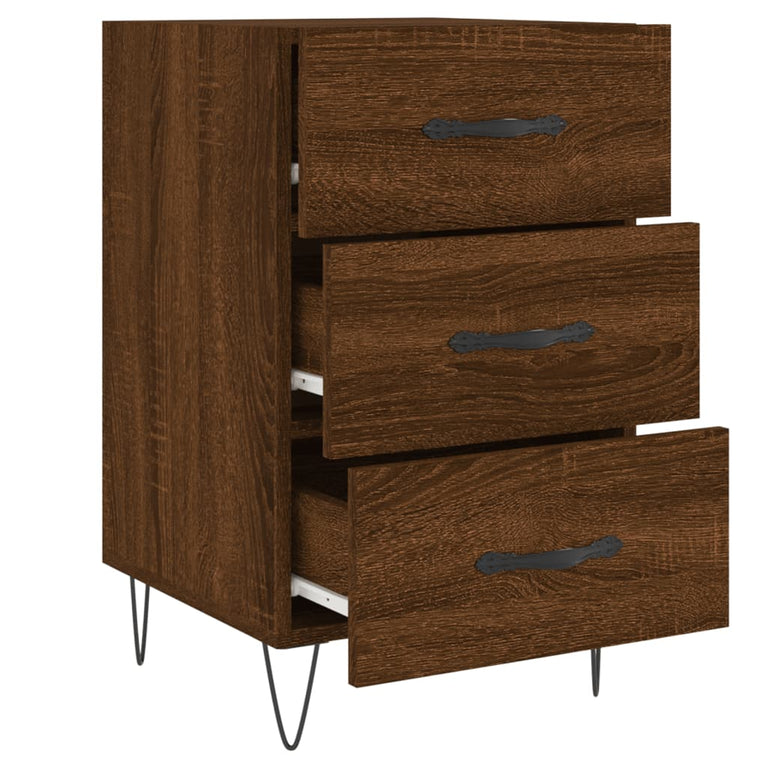 Nachtkastje 40x40x66 cm bewerkt hout bruin eikenkleur MeubelReus