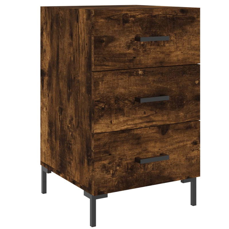 Nachtkastje 40x40x66 cm bewerkt hout gerookt eikenkleurig MeubelReus