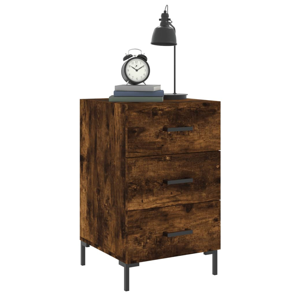 Nachtkastje 40x40x66 cm bewerkt hout gerookt eikenkleurig MeubelReus